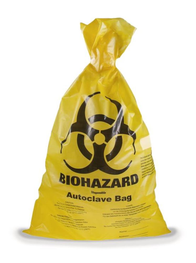BIOHAZARD disposal bags, yellow, PP, 60 l, 600 x 800 mm, 500 unit(s) - Luminix Health