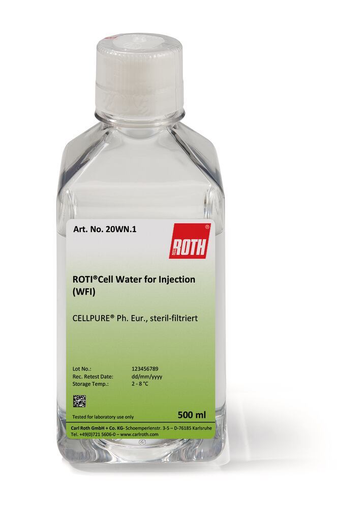 ROTI®Cell Water for Injection (WFI), CELLUPRE, Ph. Eur., sterile filtered, 500 ml
