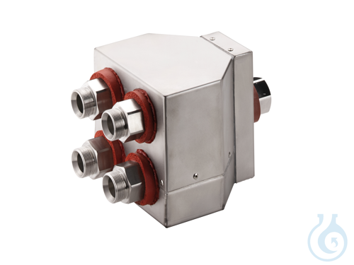 Quad distributing adapter M30x1.5, isolated, 1x M30x1.5 female to 4x M30x1 - Luminix Health