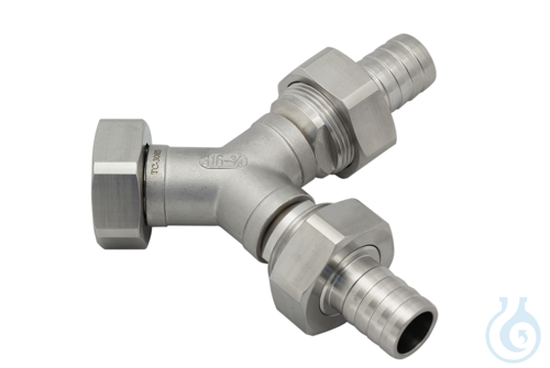 Twin distributing adapter G 1 1/4'' with barbed fittings for tubing 1'' inner - Luminix Health
