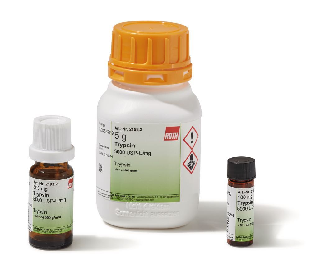 Trypsin, 5000 USP-U/mg, 100 mg, glass - Luminix Health