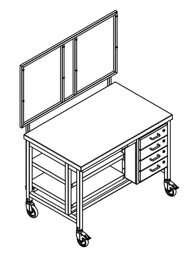 Table d'emballage mobile en acier inoxydable, art. 21KG.1
