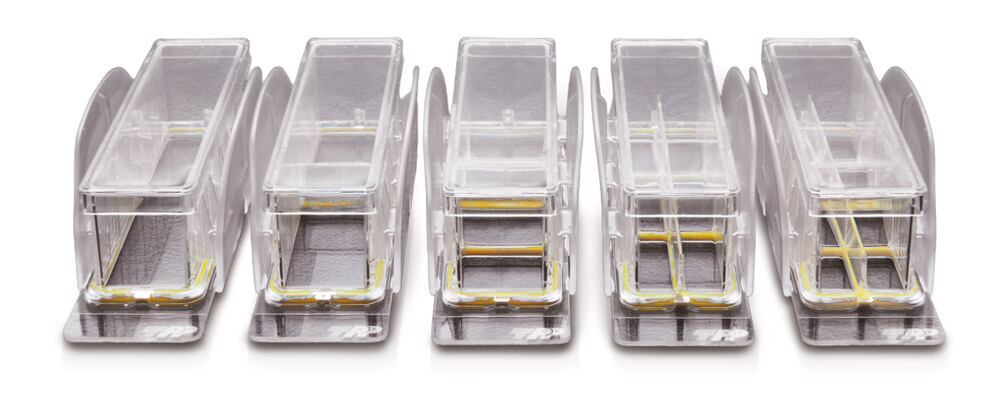Slidemax microscope slide cell culture chamber, PS/COP, 6 wells, 6 × 1,31 cm²