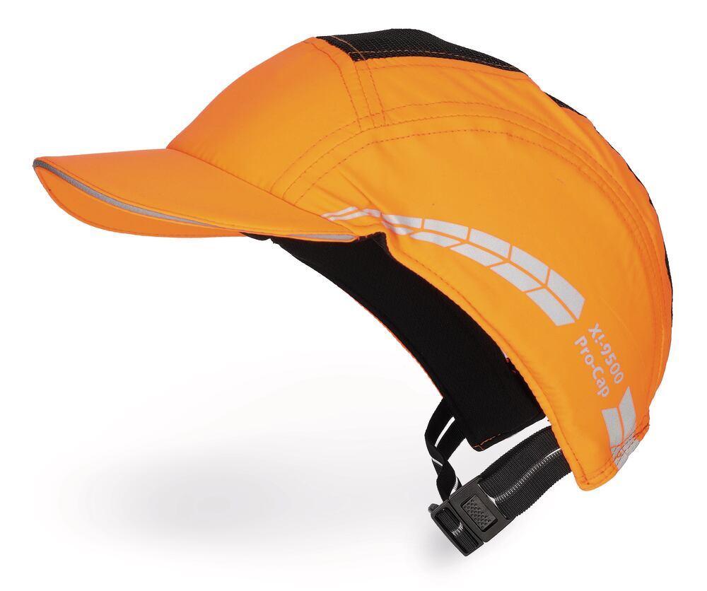 X! 9500 Pro-Cap stootpet, lange klep, fluorescerend oranje, maat 54–64 cm, Fitzner, art. 23MW.1
