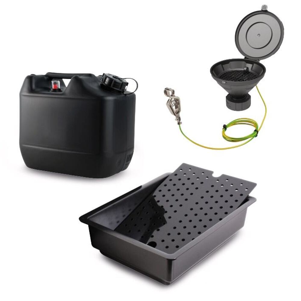 SCAT disposal set, conductive, 10 l canister with funnel and tub
