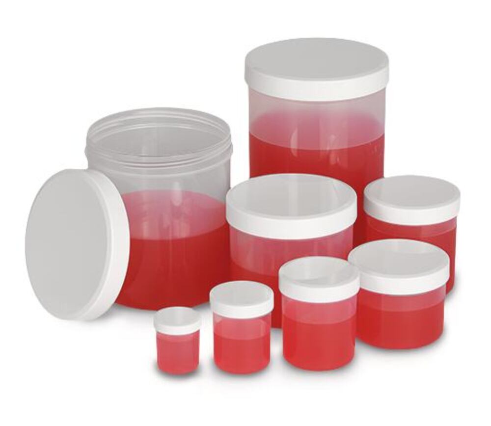 Tubs with screw-on lids, PP, transparent, white lid, 12 ml