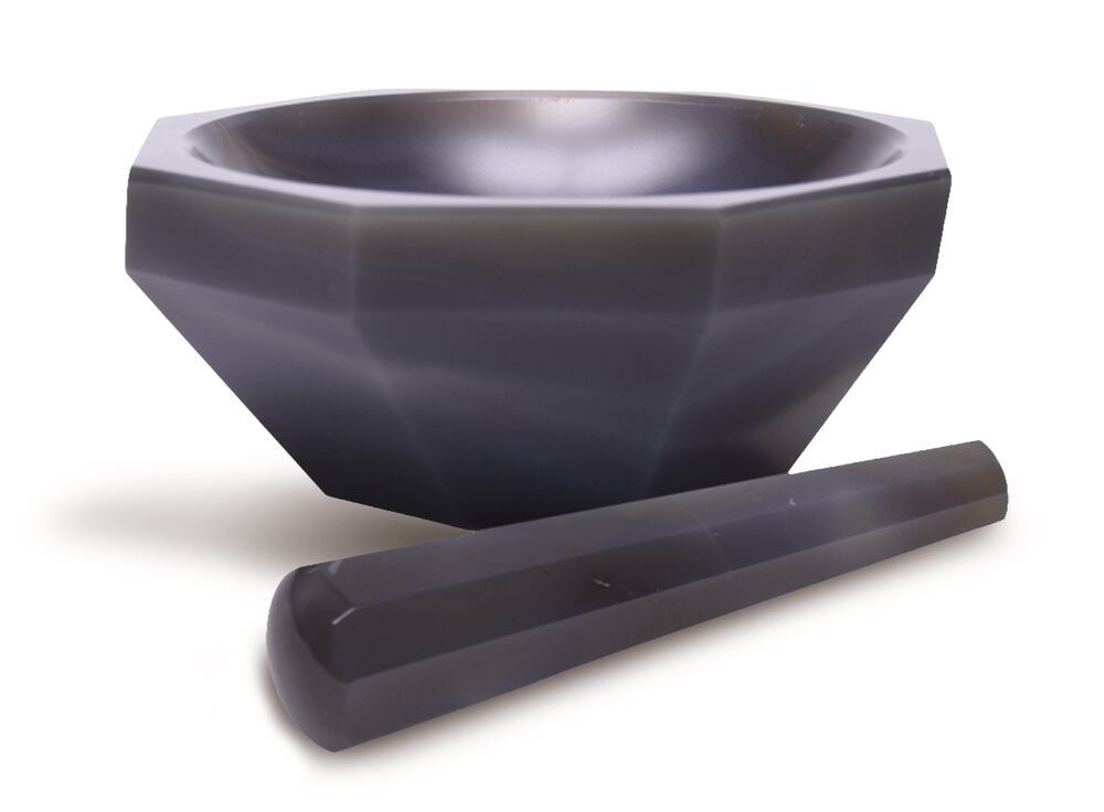 Agate mortar with pestle, 22 ml