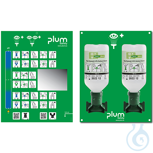 Plum Eye Wash Station 4694 with two eye wash bottles - Luminix Health