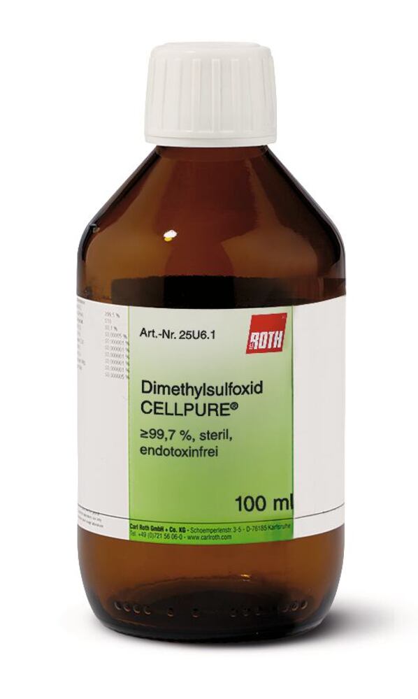 Dimethyl sulphoxide, min. 99,5 %, CELLPURE, endotoxin-free, 100 ml, glass