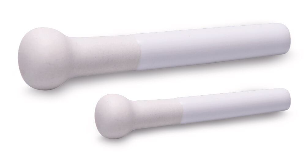Porcelain pestle, unglazed milling head, 55 mm, L 210 mm