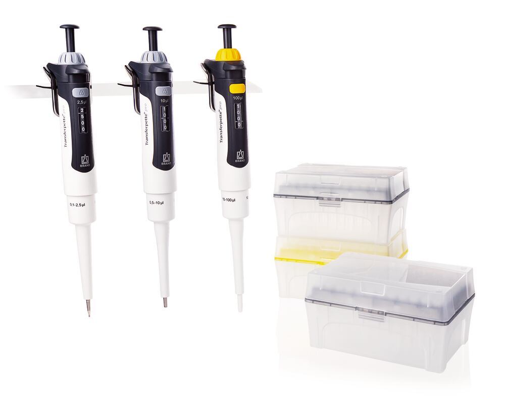 Transferpette® pro, variable, micro starter kit, 2,5 µl, 10 µl, 100 µl