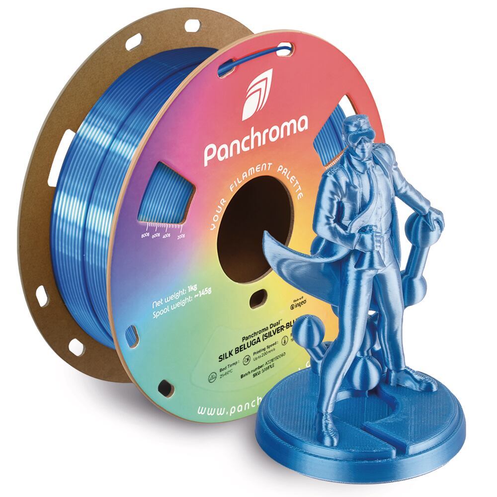 Panchroma PLA Dual Silk Beluga, 1,75 mm, Silver-Blue, 1 kg