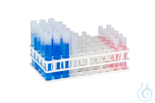 Image of Multistand Plus for Sample Tubes Ø 12-18 mm, PP, 5 x 10 positions, white - Luminix Health