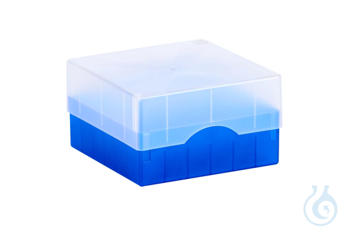 ratiolab® Cryo Boxes, PP, grid 9 x 9, bl ue, 133 x 133 x 50/75 mm, combi-lid, - Luminix Health