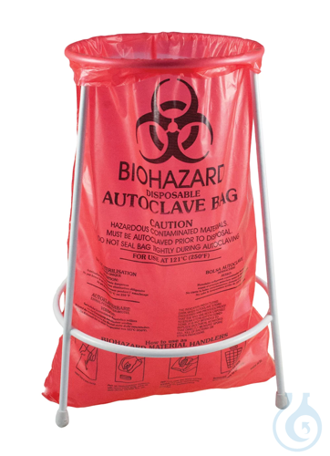 1 Table Stand 25 cm + 100 Disposal Bags, red, 210x290x0.02mm - Luminix Health