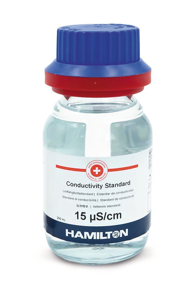 Conductivity standard Hamilton, 15 µS/cm (25 °C), glycerine-based, 250 ml, glass