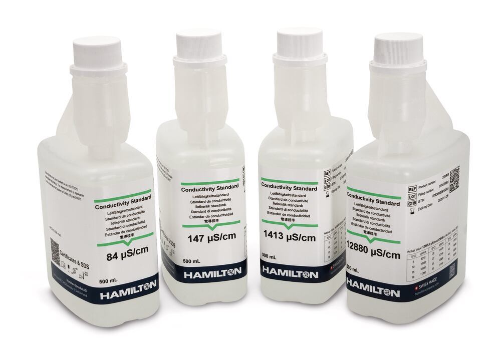 Conductivity standard Hamilton, 84 µS/cm (25 °C), water-based, 500 ml