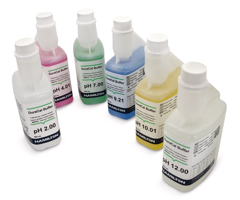 Buffer solution DuraCal Set 1, pH 4.01 / 7.00 / 9.21 (25 °C), 3 × 500 ml