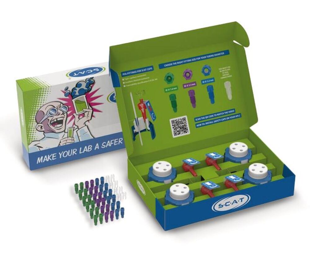 HPLC starter kit 3, four screw caps with four connections