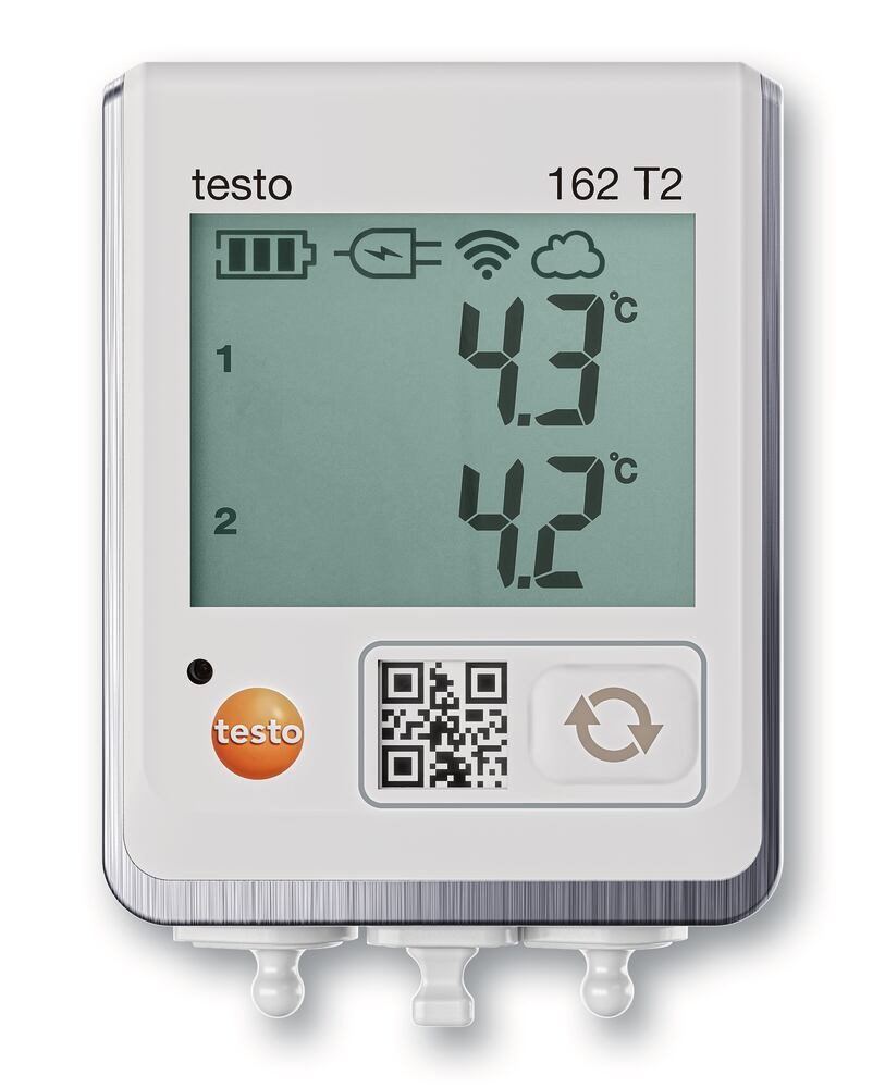Data logger testo 162 T2 basic, connections for 2 NTC temperature probes