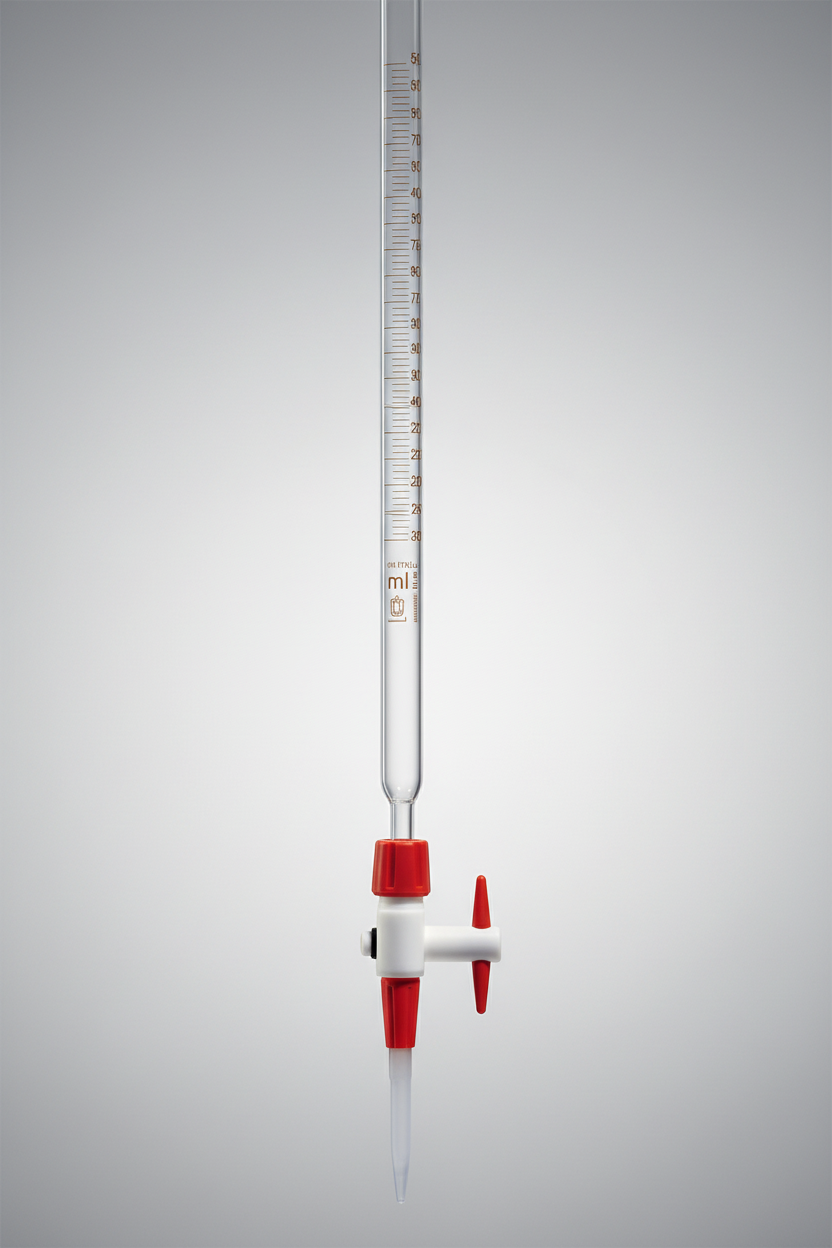 Compact burette'Economy' SB PTFE stopc., 25 ml : 0,1 ml, PP tip, Boro 3.3 - Luminix Health