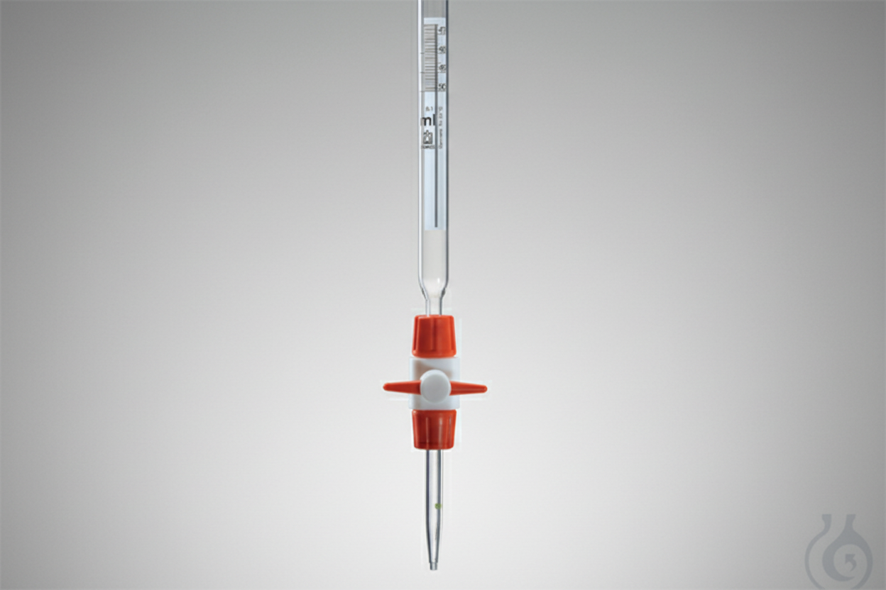 Image of Compact burette, PTFE stopcock, SB, 50 ml:0,1 ml Boro 3.3 Schellbach stripe - Luminix Health
