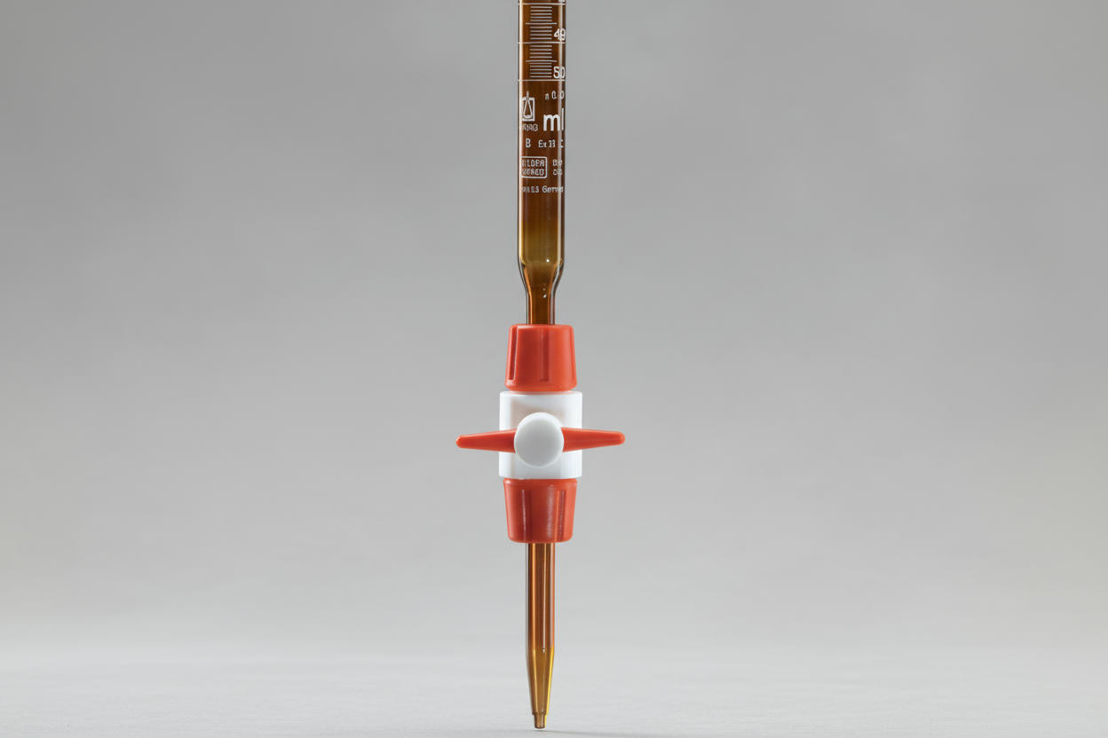 Compact burette PTFE stopcock SB amber, 25 ml:0,1 ml, Boro 5.4 - Luminix Health