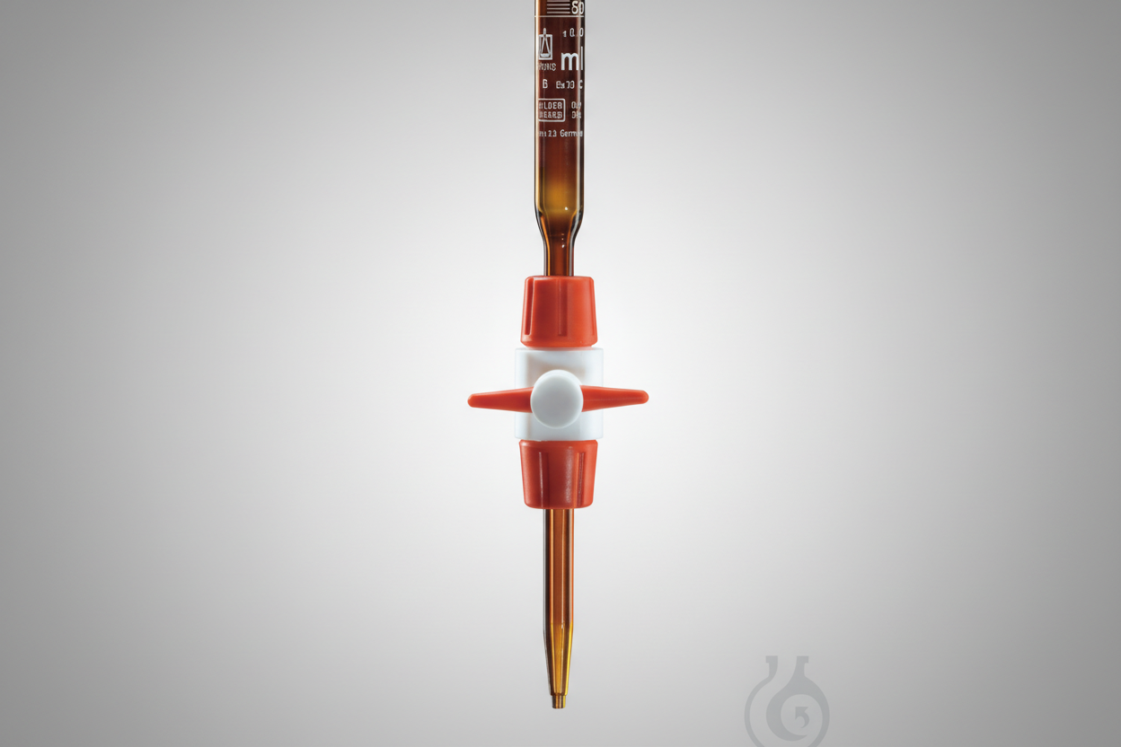 Compact burette PTFE stopcock SB amber, 50 ml:0,1 ml, Boro 5.4 - Luminix Health