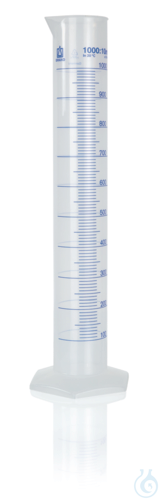 Image of Grad. cylinder tall form, 1000 ml:10 ml PP grad. in blue - Luminix Health