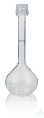 Image of Volumetric flask PFA cl. A, 100 ml, GL 18, with screw cap - Luminix Health
