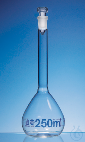 Volumetric flask, BLAUBRAND, A, USP, 20 ml, Boro 3.3, NS 10/19, glass-stopper - Luminix Health
