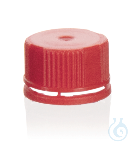 Image of Tamper-evident screw cap, Silicone sealing, red, non-sterile - Luminix Health
