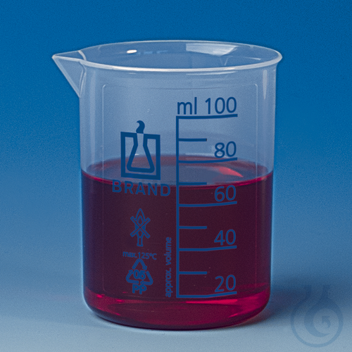Image of Beaker, low form, PP, 400 ml : 50 ml, grad. blue - Luminix Health