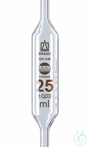 Image of Bulb pip. BLAUBRAND-ETERNA AS DE-M, 10 ml, one-mark, AR-Glas - Luminix Health