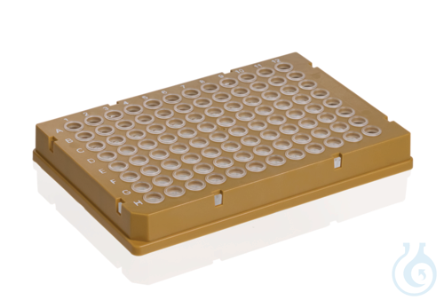 PCR-plate 96-well, Rigid Frame, PC/PP , golden full skirt. Low Profile, 50 pcs - Luminix Health