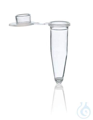 PCR-tube, individual, PP, with cap, 0,2 ml, colourless, attached flat cap