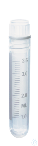 Cryogen.tube PP y-ster. screw cap PP, 4 ml int. thread 12,5x70 mm round - Luminix Health
