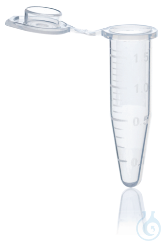 Microtube, PP, 1,5 ml, colorl., lid, pack of 500 pcs.