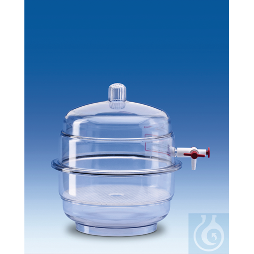 Desiccator with stopcock, PC, diameter 273 mm - Luminix Health