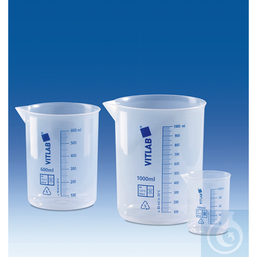 Image of Beaker, PP, raised, embossed blue scale, 1000 ml : 100 ml - Luminix Health