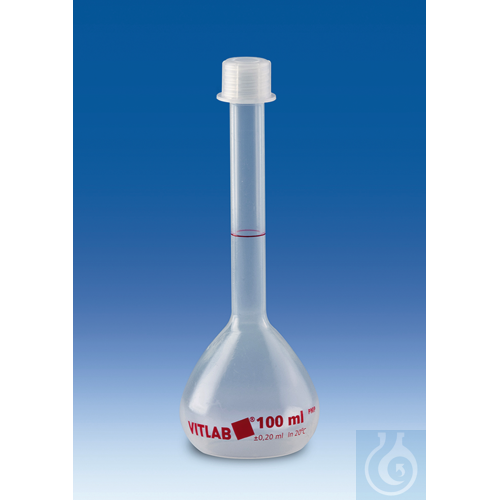 Volumetric flask, PMP, w. screw-cap, PP, 100 ml, GL 18, with ring-mark - Luminix Health