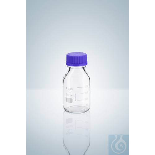 LABORATORY BOTTLE 250 ML, BORO 3.3, PP-SCREW-CAP GL45 - Luminix Health