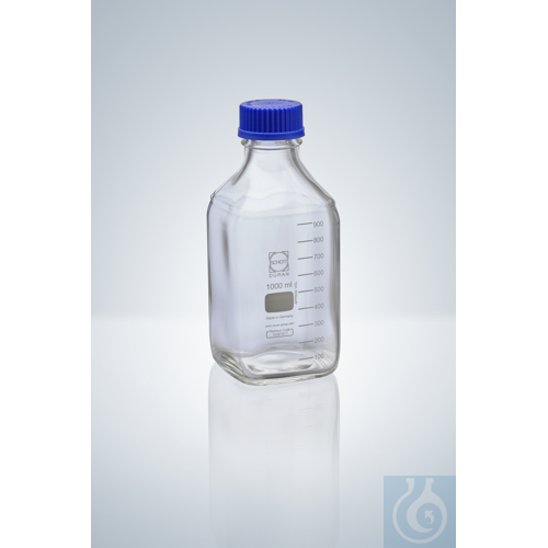 Image of SQUARE BOTTLE, DURAN 250 ML, PP-SCREW CAP GL45 - Luminix Health