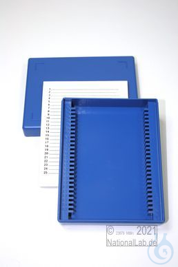 Image of Obi Box 25 / 25 divider, blue, height 35 mm fix, num. ID code with index card, - Luminix Health