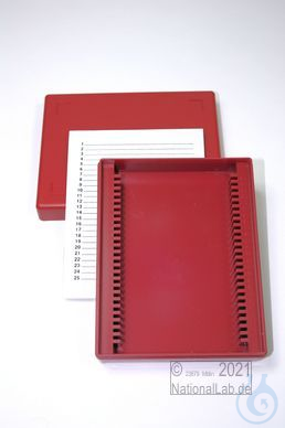 Obi Box 25 / 25 divider, red, height 35 mm fix, num. ID code with index card, - Luminix Health