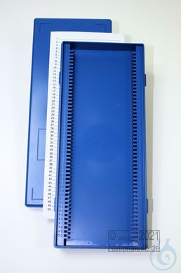 Obi Box 50 / 50 divider, blue, height 35 mm fix, num. ID code with index card, - Luminix Health