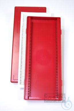 Obi Box 50 / 50 divider, red, height 35 mm fix, num. ID code with index card, - Luminix Health