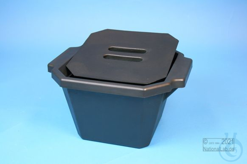 Image of Thorbi Ice Bucket, 4,5 litres, black, with lid, PVC. - Luminix Health