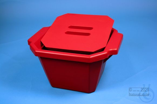 Image of Thorbi Ice Bucket, 4,5 litres, red, with lid, PVC. - Luminix Health