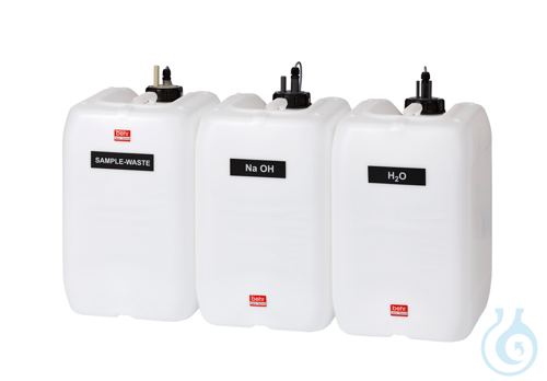 KAS30 behrotest reagent canister set with 3 canisters for H2O and NaOH with leve - Luminix Health